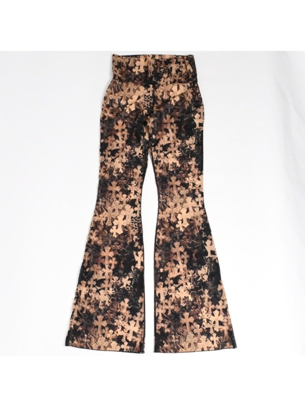 Chrome Hearts Semi Tary Cloth All Over Print Mesh Lace Flare Long Pants Sheer